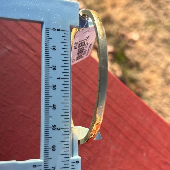 Red Ruby Rhinestone Gold Tone Metal Cuff Bracelet Stackable Birthstone Circle of - Picture 8 of 8